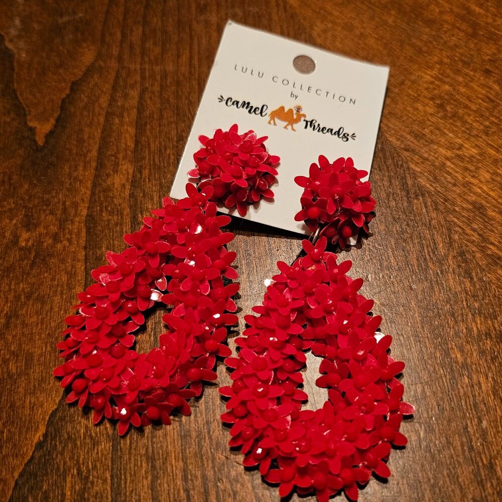 Prickly Red Earrings, Great Condition